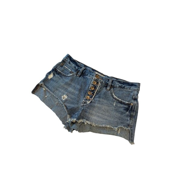 Free People Button Fly Denim Jean Shorts Size 27 - Picture 5 of 5